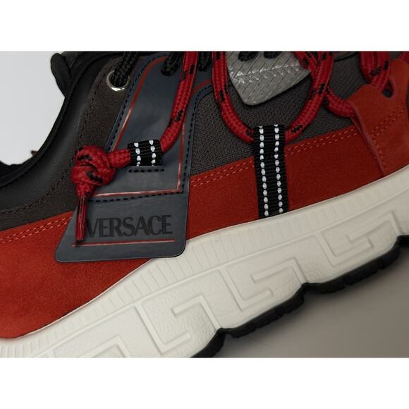 Versace Men\'s Greca Sneakers Red/Gray 7 US (40 Euro) IT 1021490 NIB main image 9